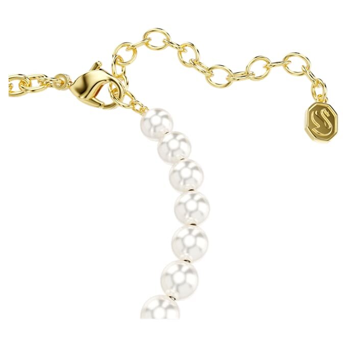 Pulseira Idyllia com pérola de cristal, corte redondo, ursinho, tom dourado, banhada a ouro Pulseira Idyllia com pérola de cristal, corte redondo, ursinho, tom dourado, banhada a ouro