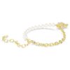 Pulseira Idyllia com pérola de cristal, corte redondo, ursinho, tom dourado, banhada a ouro Pulseira Idyllia com pérola de cristal, corte redondo, ursinho, tom dourado, banhada a ouro