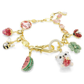 Pulseira Idyllia: cortes mistos, motivos mistos, multicolorida, banhada a ouro Pulseira Idyllia: cortes mistos, motivos mistos, multicolorida, banhada a ouro