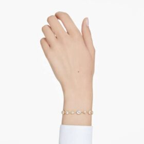 Pulseira Imber com cortes mistos, branca, banhada a dourado Pulseira Imber com cortes mistos, branca, banhada a dourado