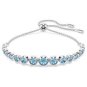 Pulseira Imber com cristais redondos misturados, azul, banhada a ródio Pulseira Imber com cristais redondos misturados, azul, banhada a ródio