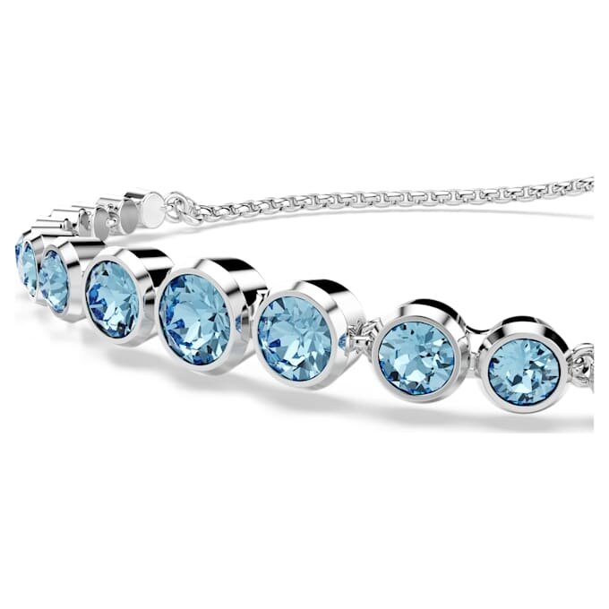 Pulseira Imber com cristais redondos misturados, azul, banhada a ródio Pulseira Imber com cristais redondos misturados, azul, banhada a ródio