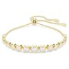 Pulseira Imber com cristais redondos misturados, branca, banhada a dourado