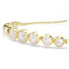 Pulseira Imber com cristais redondos misturados, branca, banhada a dourado