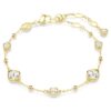 Pulseira Imber, corte redondo, design disperso, branca, banhada a dourado