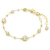 Pulseira Imber, corte redondo, design disperso, branca, banhada a dourado