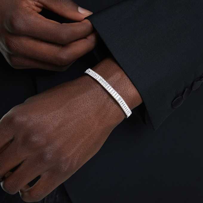 Pulseira Matrix com corte baguete, forma octogonal, branca, banhada a ródio Pulseira Matrix com corte baguete, forma octogonal, branca, banhada a ródio