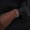Pulseira Matrix com corte baguete, forma octogonal, cinzenta, banhada a ruténio