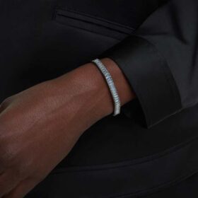 Pulseira Matrix com corte baguete, forma octogonal, cinzenta, banhada a ruténio Pulseira Matrix com corte baguete, forma octogonal, cinzenta, banhada a ruténio