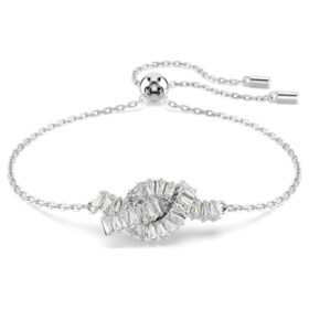 Pulseira Matrix com corte baguete, nó, branca, banhada a ródio Pulseira Matrix com corte baguete, nó, branca, banhada a ródio