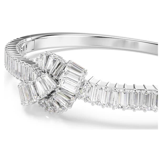 Pulseira Matrix com corte baguete, nó, branca, banhada a ródio Pulseira Matrix com corte baguete, nó, branca, banhada a ródio