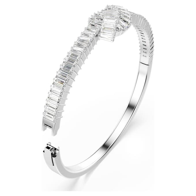 Pulseira Matrix com corte baguete, nó, branca, banhada a ródio Pulseira Matrix com corte baguete, nó, branca, banhada a ródio