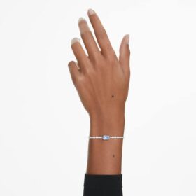 Pulseira Matrix com cortes mistos, azul, banhada a ródio Pulseira Matrix com cortes mistos, azul, banhada a ródio
