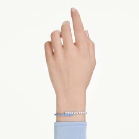 Pulseira Matrix com cortes mistos, azul, banhada a ródio Pulseira Matrix com cortes mistos, azul, banhada a ródio