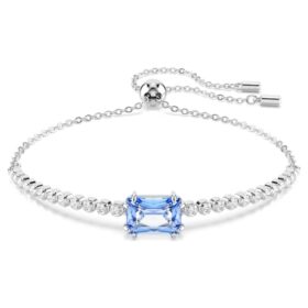 Pulseira Matrix com cortes mistos, azul, banhada a ródio Pulseira Matrix com cortes mistos, azul, banhada a ródio
