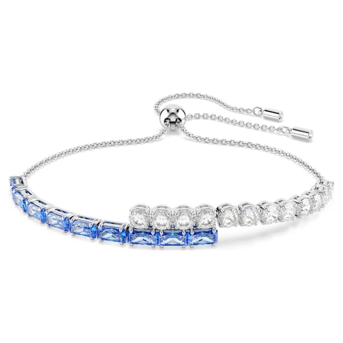 Pulseira Matrix com cortes mistos, azul, banhada a ródio Pulseira Matrix com cortes mistos, azul, banhada a ródio
