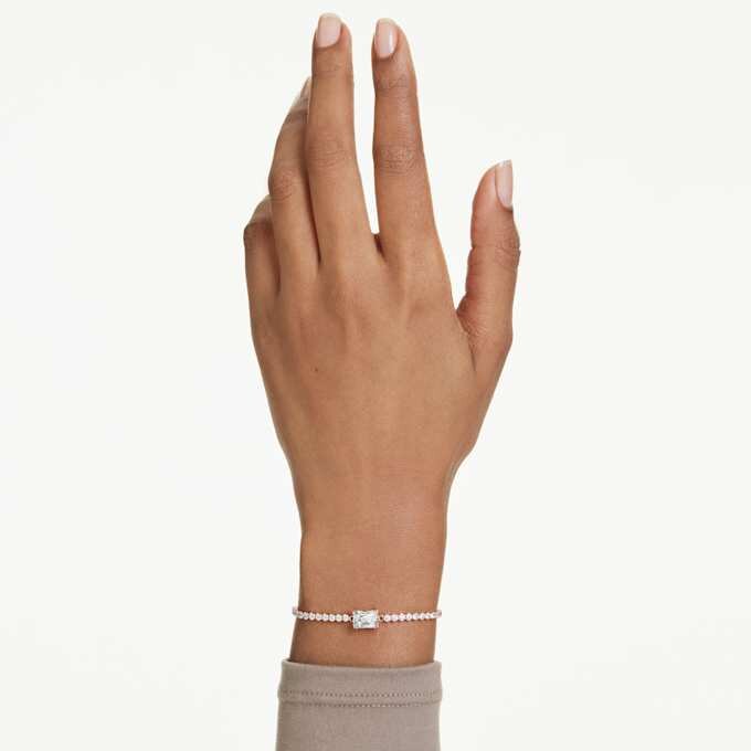 Pulseira Matrix com cortes mistos, branca, banhada a ouro rosa Pulseira Matrix com cortes mistos, branca, banhada a ouro rosa