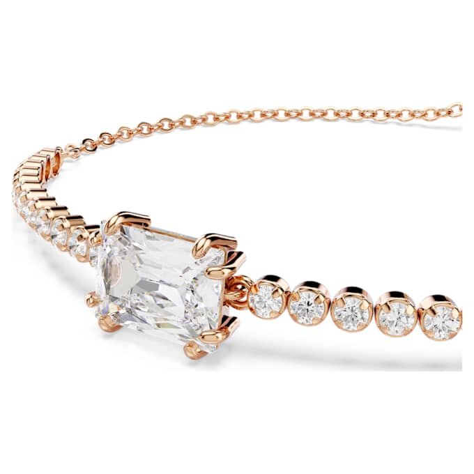 Pulseira Matrix com cortes mistos, branca, banhada a ouro rosa Pulseira Matrix com cortes mistos, branca, banhada a ouro rosa