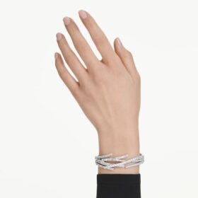 Pulseira Matrix com cortes mistos, branca, banhada a ródio Pulseira Matrix com cortes mistos, branca, banhada a ródio