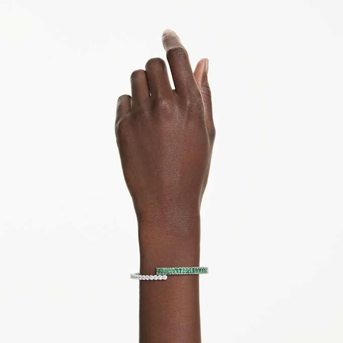 Pulseira Matrix com cortes mistos, verde, banhada a ródio Pulseira Matrix com cortes mistos, verde, banhada a ródio