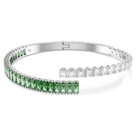 Pulseira Matrix com cortes mistos, verde, banhada a ródio Pulseira Matrix com cortes mistos, verde, banhada a ródio