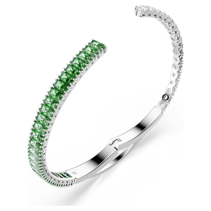 Pulseira Matrix com cortes mistos, verde, banhada a ródio Pulseira Matrix com cortes mistos, verde, banhada a ródio