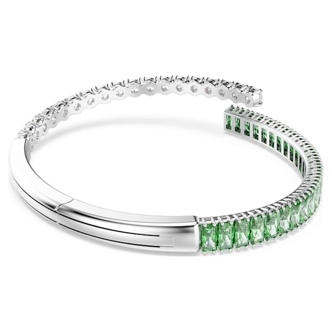Pulseira Matrix com cortes mistos, verde, banhada a ródio Pulseira Matrix com cortes mistos, verde, banhada a ródio