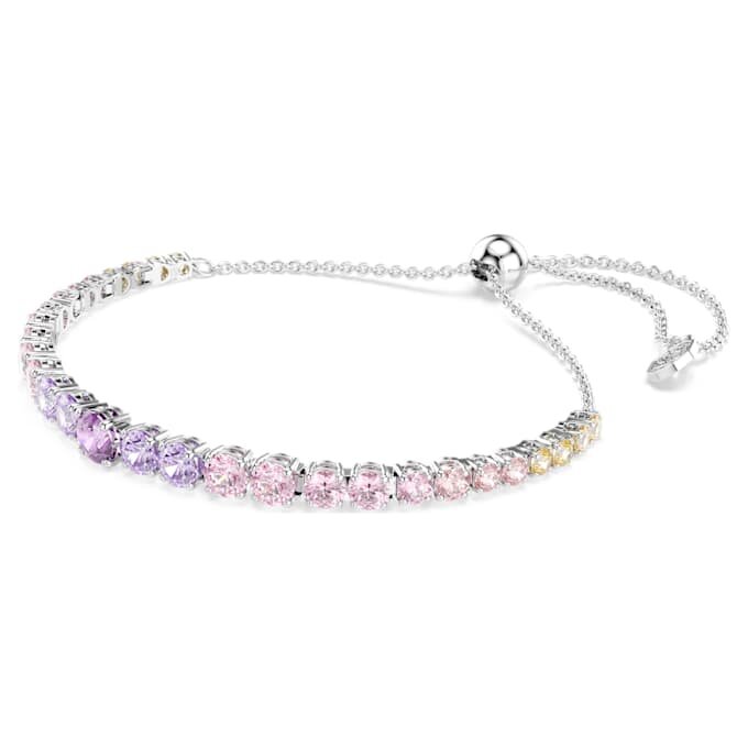 Pulseira Matrix com gradiente de cortes redondos, multicolorida, banhada a ródio Pulseira Matrix com gradiente de cortes redondos, multicolorida, banhada a ródio