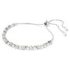 Pulseira Matrix com pérola de cristal, corte redondo, branca, banhada a ródio Pulseira Matrix com pérola de cristal, corte redondo, branca, banhada a ródio