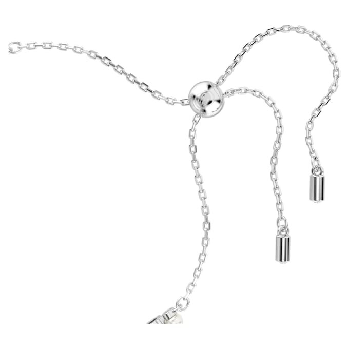 Pulseira Matrix com pérola de cristal, corte redondo, branca, banhada a ródio Pulseira Matrix com pérola de cristal, corte redondo, branca, banhada a ródio