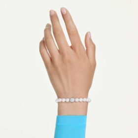 Pulseira Matrix com pérolas de cristal, branca, banhada a ródio Pulseira Matrix com pérolas de cristal, branca, banhada a ródio