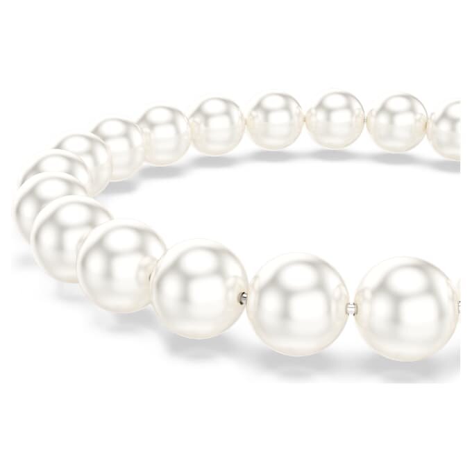 Pulseira Matrix com pérolas de cristal, branca, banhada a ródio Pulseira Matrix com pérolas de cristal, branca, banhada a ródio