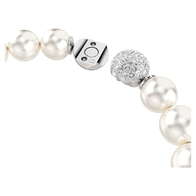 Pulseira Matrix com pérolas de cristal, branca, banhada a ródio Pulseira Matrix com pérolas de cristal, branca, banhada a ródio
