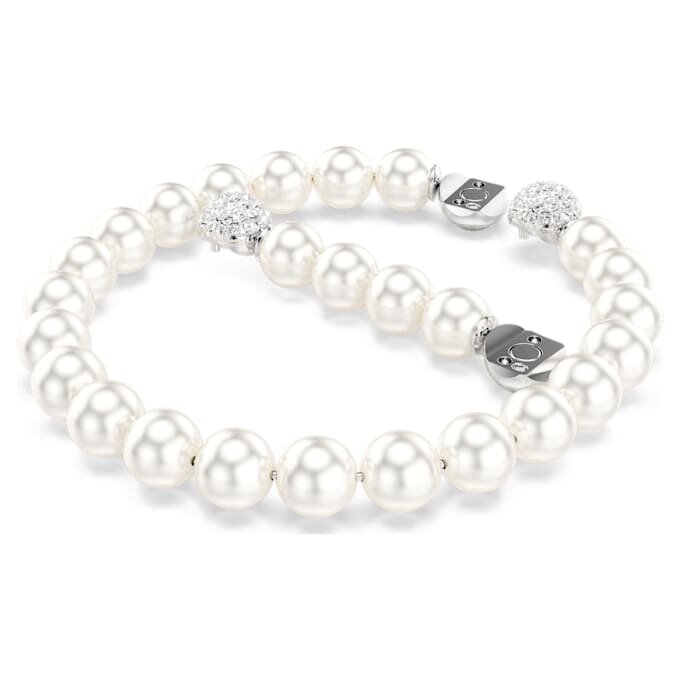 Pulseira Matrix com pérolas de cristal, branca, banhada a ródio Pulseira Matrix com pérolas de cristal, branca, banhada a ródio