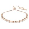 Pulseira Matrix com pérolas de cristal, cortes redondos, branca, banhada a ouro rosa Pulseira Matrix com pérolas de cristal, cortes redondos, branca, banhada a ouro rosa