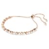 Pulseira Matrix com pérolas de cristal, cortes redondos, branca, banhada a ouro rosa Pulseira Matrix com pérolas de cristal, cortes redondos, branca, banhada a ouro rosa
