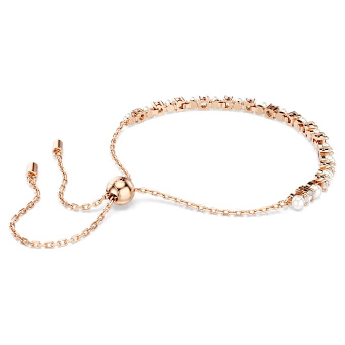 Pulseira Matrix com pérolas de cristal, cortes redondos, branca, banhada a ouro rosa Pulseira Matrix com pérolas de cristal, cortes redondos, branca, banhada a ouro rosa