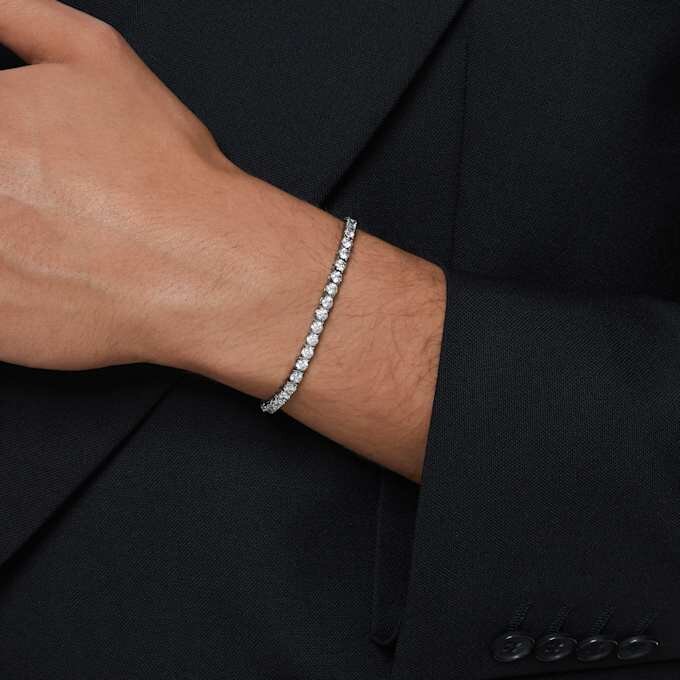 Pulseira Matrix Tennis com corte redondo, cinzenta, banhada a ruténio Pulseira Matrix Tennis com corte redondo, cinzenta, banhada a ruténio