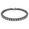 Pulseira Matrix Tennis com corte redondo, cinzenta, banhada a ruténio Pulseira Matrix Tennis com corte redondo, cinzenta, banhada a ruténio