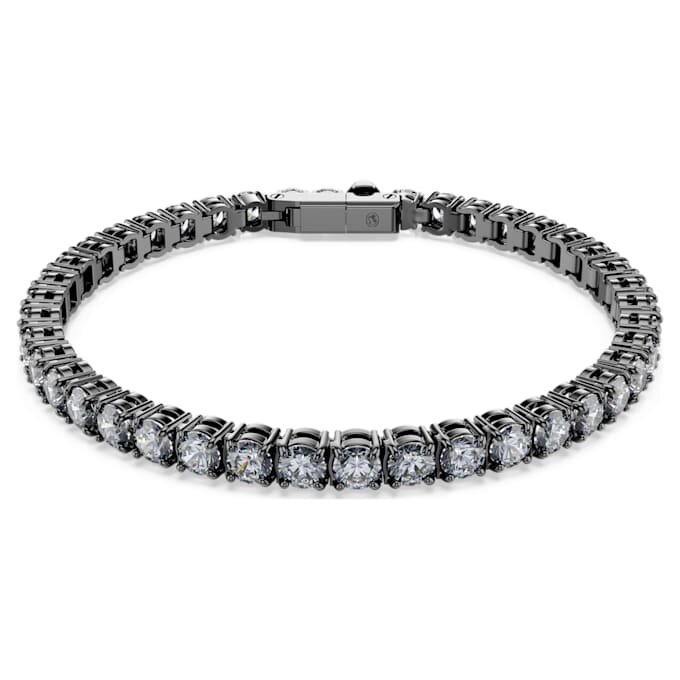 Pulseira Matrix Tennis com corte redondo, cinzenta, banhada a ruténio Pulseira Matrix Tennis com corte redondo, cinzenta, banhada a ruténio