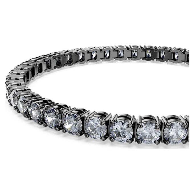 Pulseira Matrix Tennis com corte redondo, cinzenta, banhada a ruténio Pulseira Matrix Tennis com corte redondo, cinzenta, banhada a ruténio