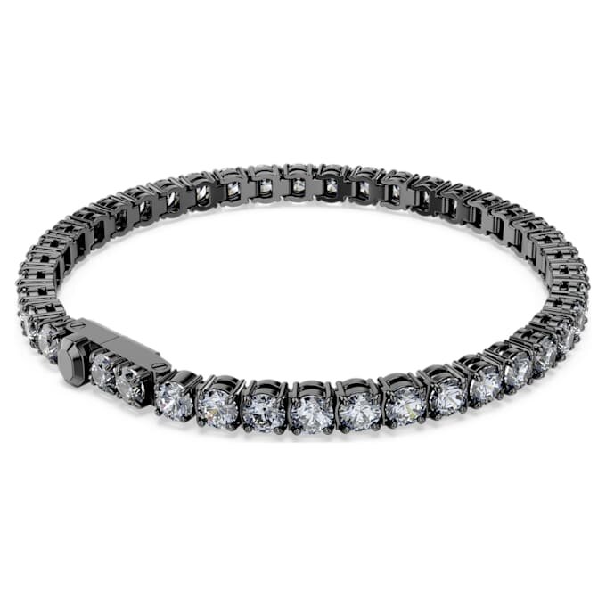 Pulseira Matrix Tennis com corte redondo, cinzenta, banhada a ruténio Pulseira Matrix Tennis com corte redondo, cinzenta, banhada a ruténio