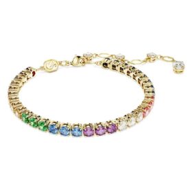 Pulseira Matrix Tennis com corte redondo, multicolorida, banhada a dourado Pulseira Matrix Tennis com corte redondo, multicolorida, banhada a dourado