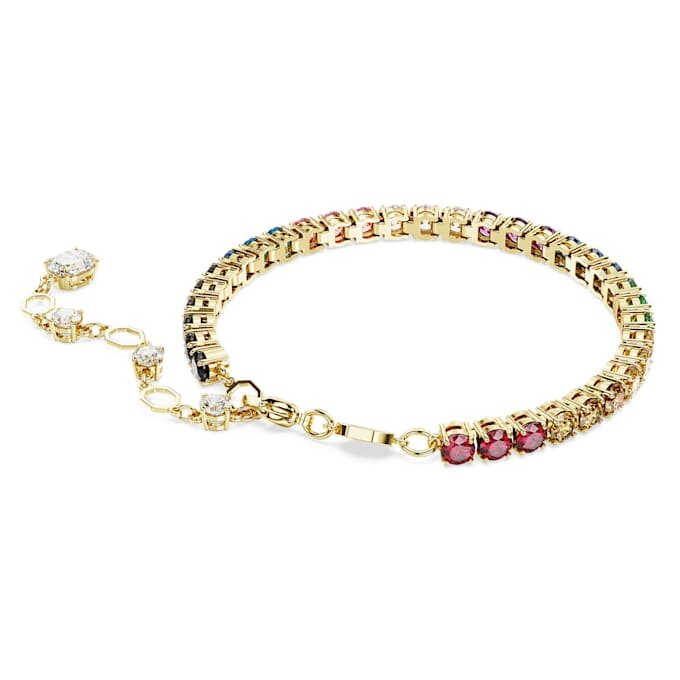 Pulseira Matrix Tennis com corte redondo, multicolorida, banhada a dourado Pulseira Matrix Tennis com corte redondo, multicolorida, banhada a dourado