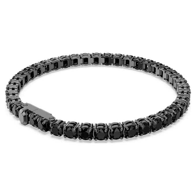 Pulseira Matrix Tennis com corte redondo, preta, banhada a ruténio Pulseira Matrix Tennis com corte redondo, preta, banhada a ruténio