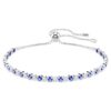 Pulseira Matrix Tennis com cortes redondos misturados, azul, banhada a ródio Pulseira Matrix Tennis com cortes redondos misturados, azul, banhada a ródio