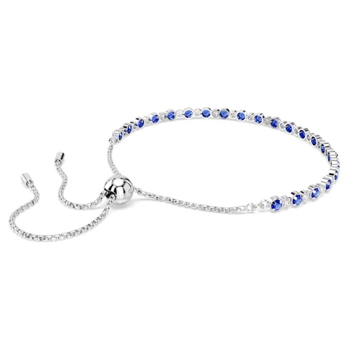 Pulseira Matrix Tennis com cortes redondos misturados, azul, banhada a ródio Pulseira Matrix Tennis com cortes redondos misturados, azul, banhada a ródio