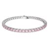 Pulseira Matrix Tennis com pedras de corte redondo, rosa, banhada a ródio Pulseira Matrix Tennis com pedras de corte redondo, rosa, banhada a ródio