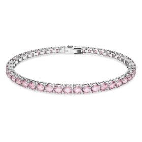 Pulseira Matrix Tennis com pedras de corte redondo, rosa, banhada a ródio Pulseira Matrix Tennis com pedras de corte redondo, rosa, banhada a ródio