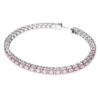 Pulseira Matrix Tennis com pedras de corte redondo, rosa, banhada a ródio Pulseira Matrix Tennis com pedras de corte redondo, rosa, banhada a ródio